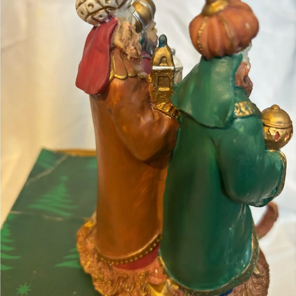 Vintage Three Wise Men Sock Hanger Holiday Figurine Multicolor Ceramic Heavy